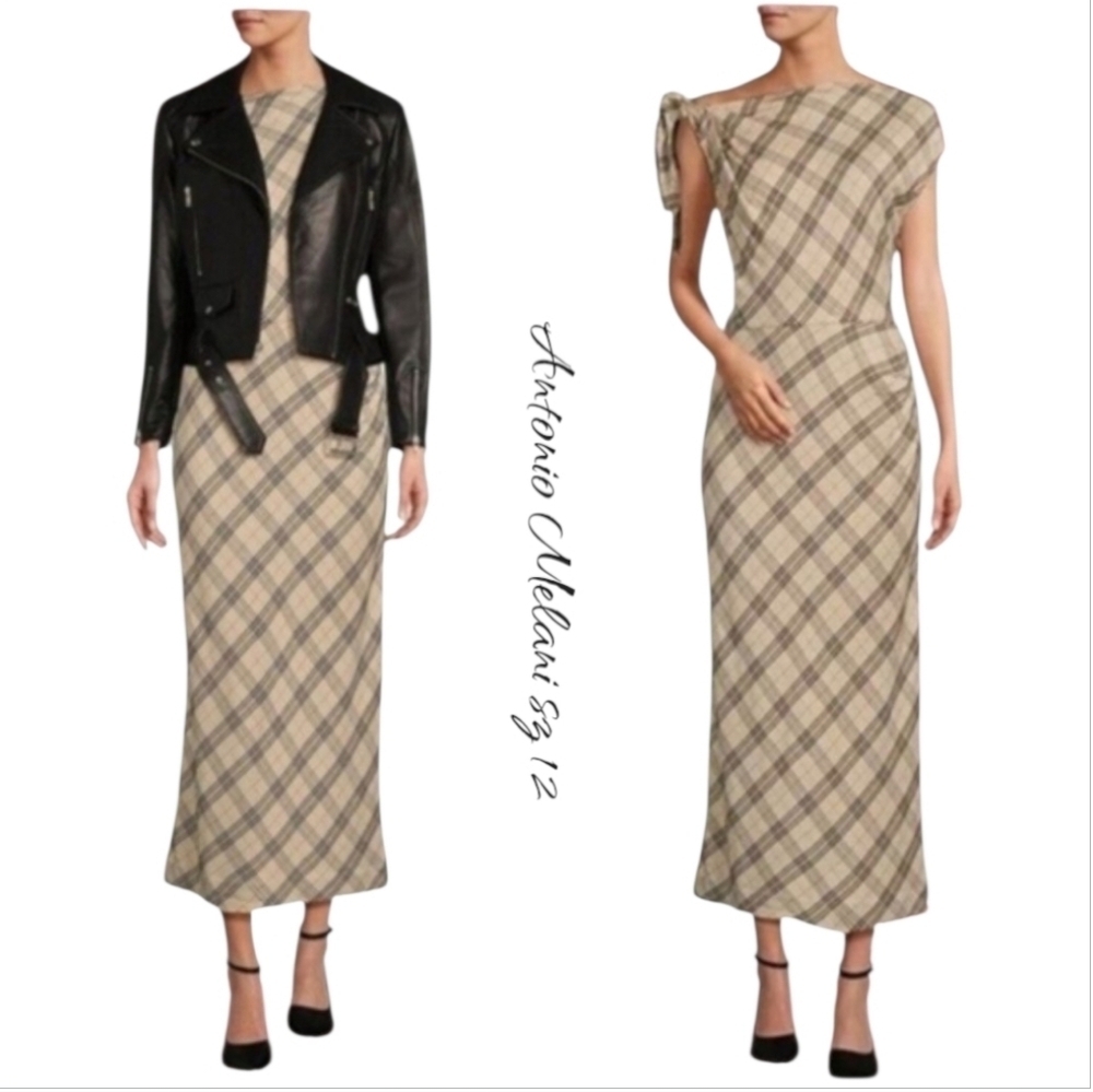 NWT Antonio Melani Addison Plaid Sheath Midi Dress 12